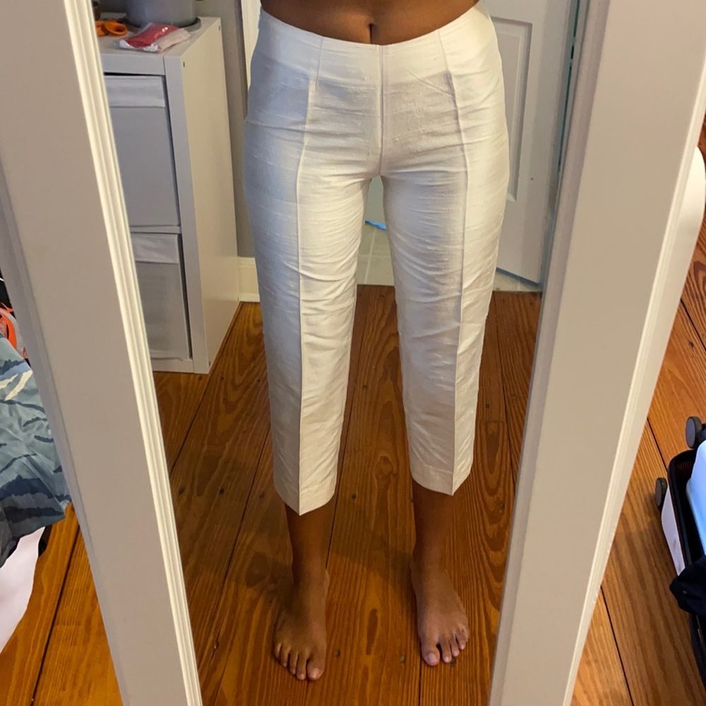 100% silk cream pants